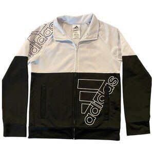 Adidas Boys' Zip Front Iconic Tricot Jacket Size: M (10/12) Color: Black & White
